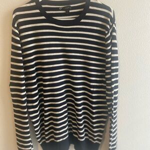 J. Crew Sweater in Navy and White Stripes Cashmere and Cotton blend oversized